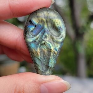 (#8) NEW 1.67" x 1" FLASHY LABRADORITE GHOST MASK